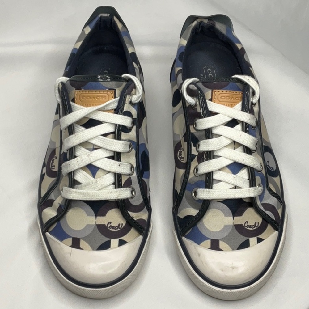 Coach Barrett Signature Sneakers Navy Blue and Multicolor Size 8